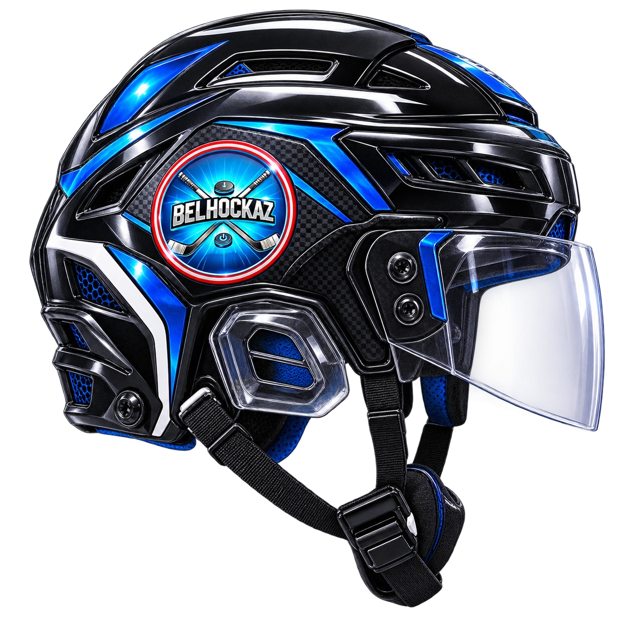 Casque de hockey sur glace vu de profil