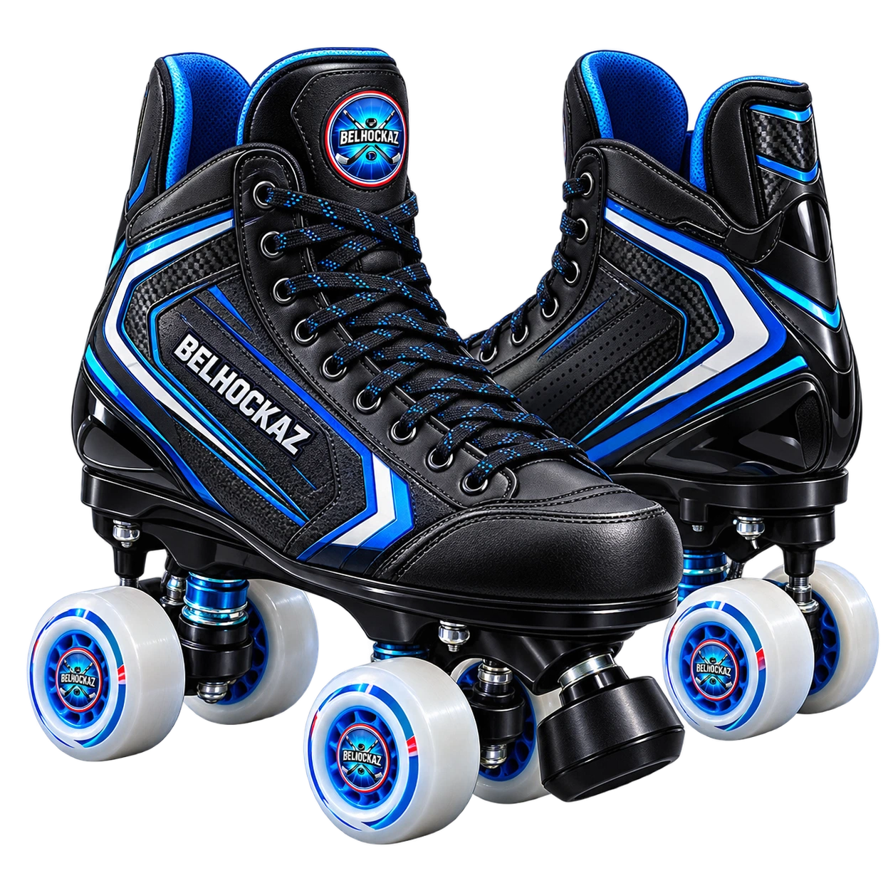 Paire de patins quads spécifique au rink hockey